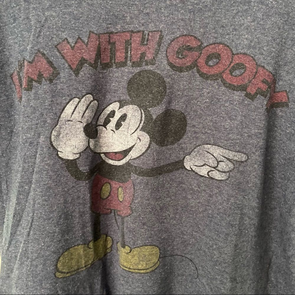Disney I'm with Goofy Navy Blue Graphic Tee in Size Junior Large - Picture 6 of 7